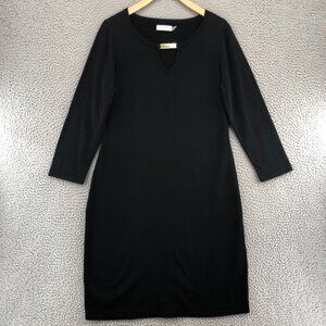 Calvin Klein Dress Womens Large Black Sweater Keyhole Long Sleeves Above Knee